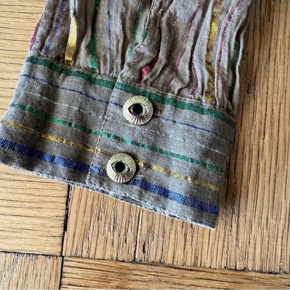 Manoush US 8 Sheer Maxi Kaftan Dress Embroidered Striped PomPoms Sequins - Picture 6 of 13